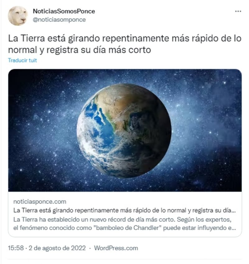 La Tierra gira más rápido de lo normal