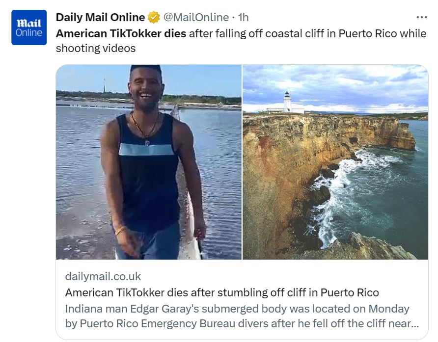 Muere TikTokker acantilado