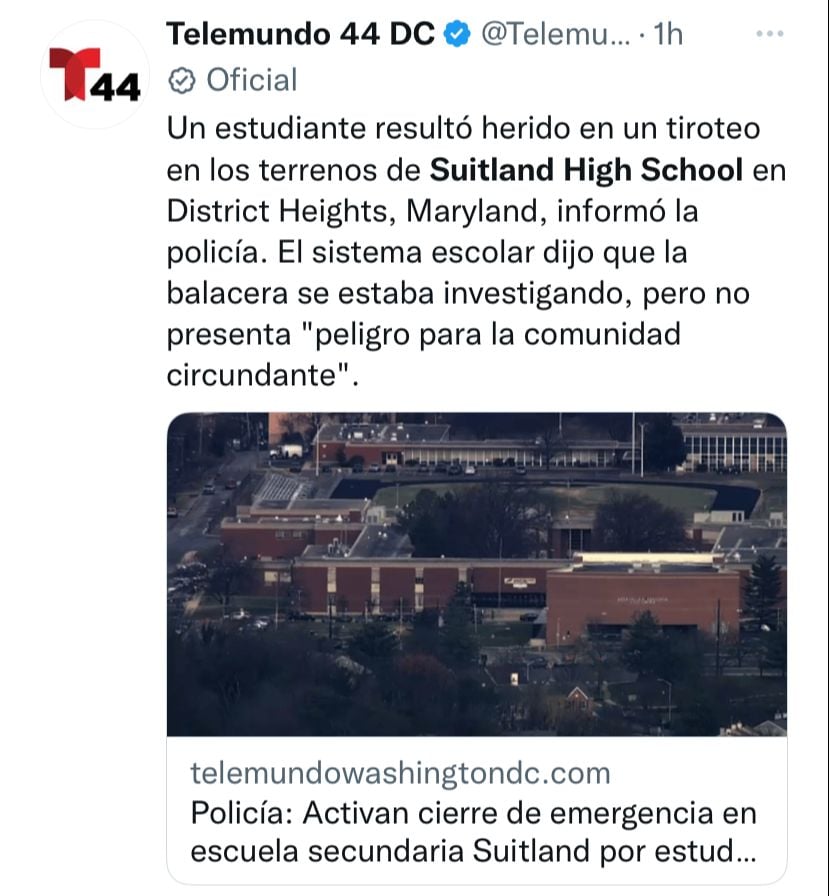 Dicen la verdad tras tiroteo en Suitland High School