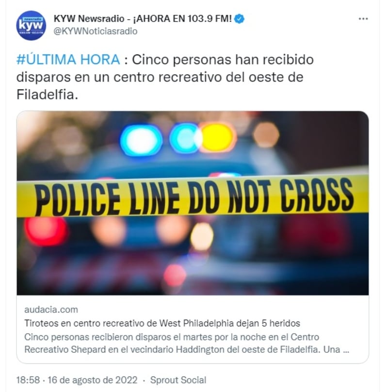 Tiroteo en centro recreativo de Filadelfia