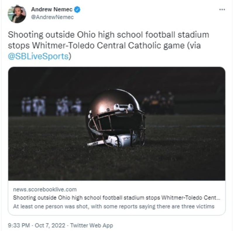 Tiroteo en pleno partido de fútbol americano en Ohio