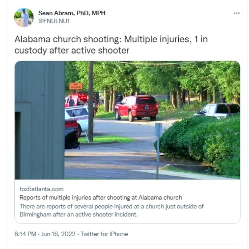 Tiroteo iglesia Alabama: Inocentes heridos