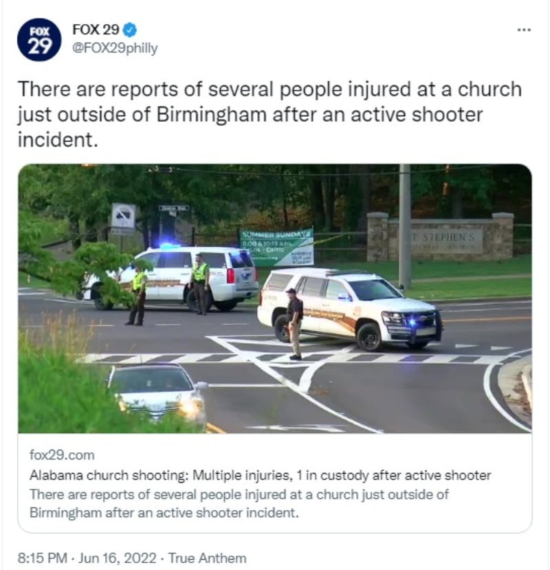 Tiroteo en iglesia de Alabama