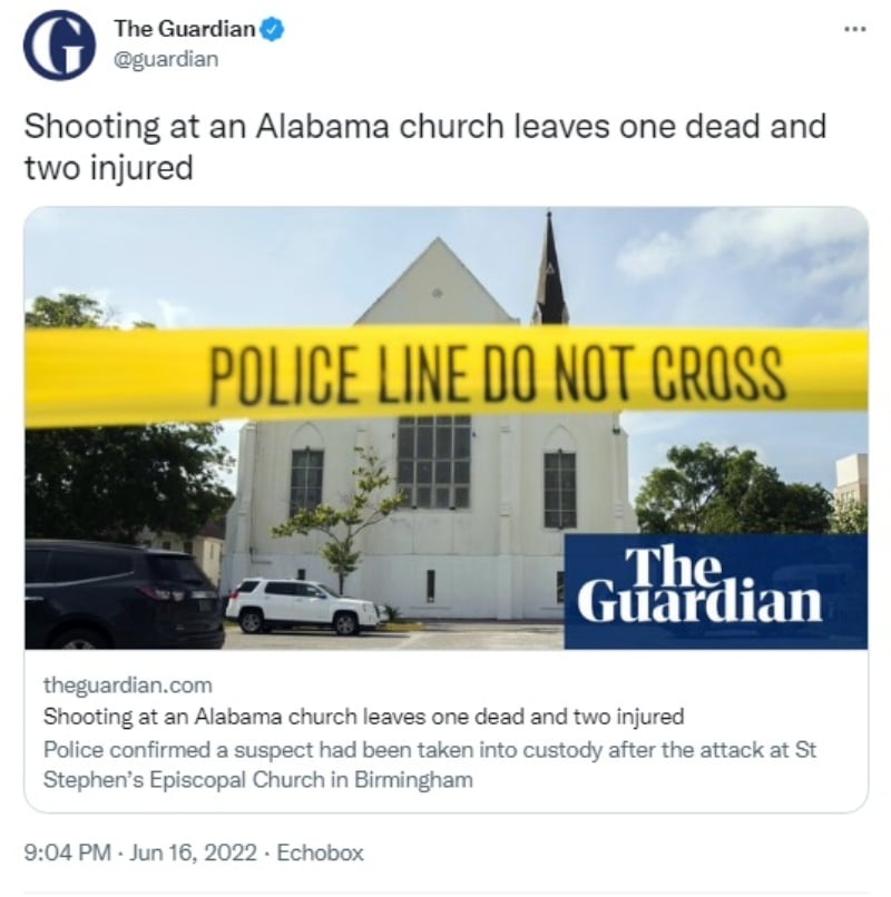 Tiroteo iglesia Alabama