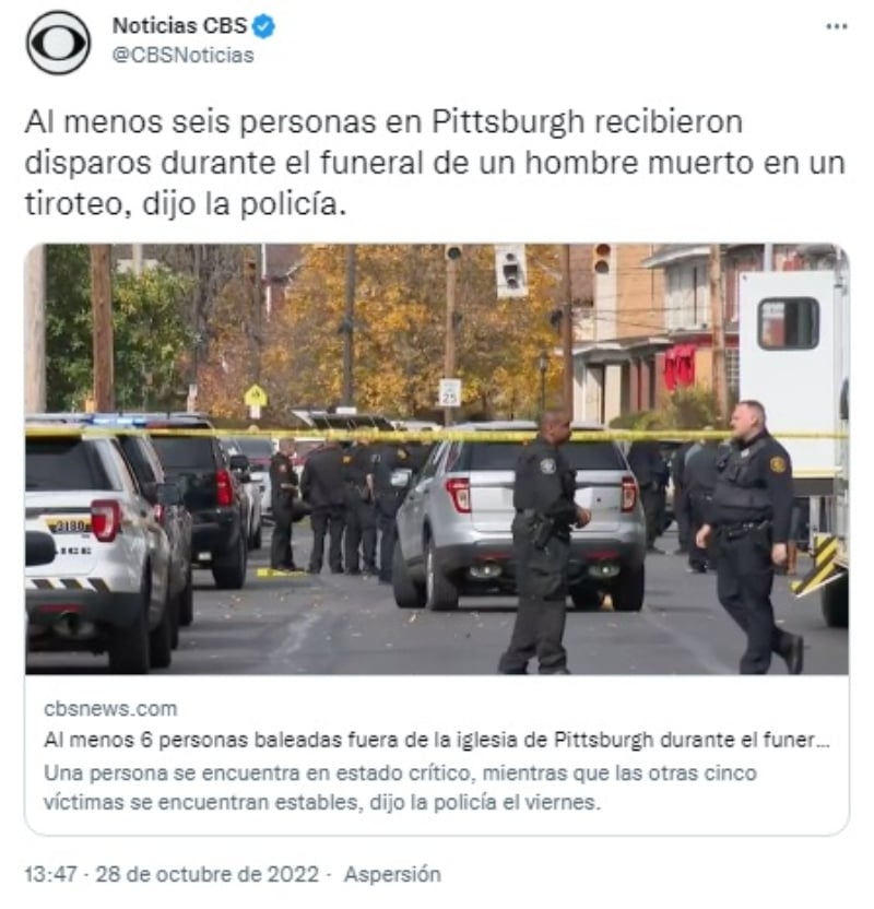 Tiroteo funeral iglesia Pittsburgh: " Más de un sospechoso"