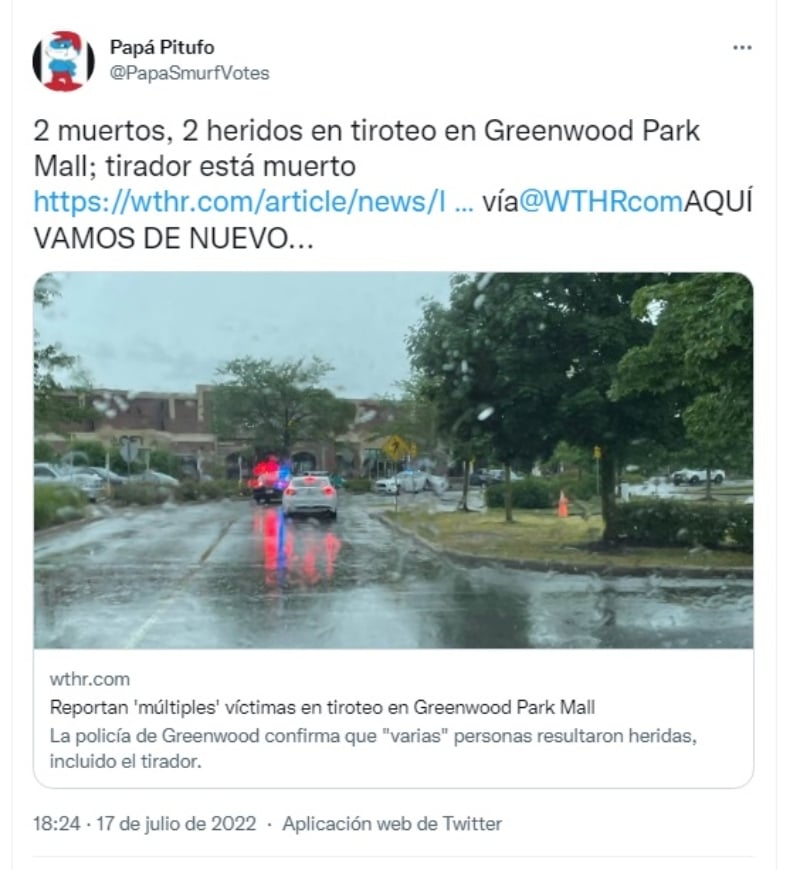 Tiroteo en centro comercial de Indiana
