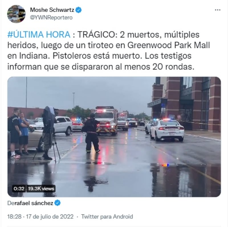 Tiroteo centro comercial Indiana: Informan saldo mortal