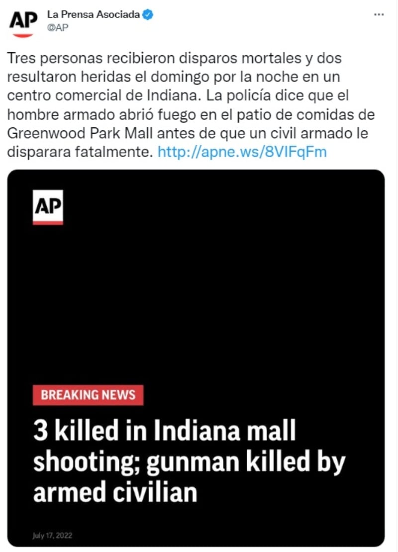 Tiroteo centro comercial Indiana: Reportan tres personas muertas