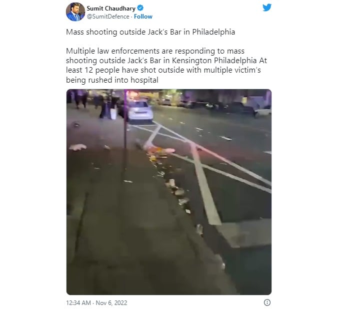 Mass shooting outside Philadelphia bar leaves at least 9 injured