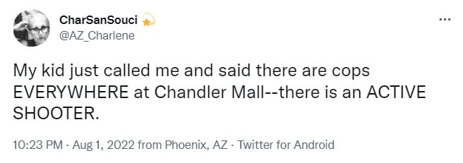 Alerta de tirador activo en Chandler Mall