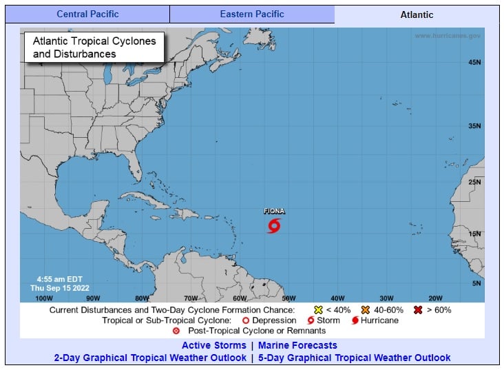Tormenta tropical Fiona Atlántico