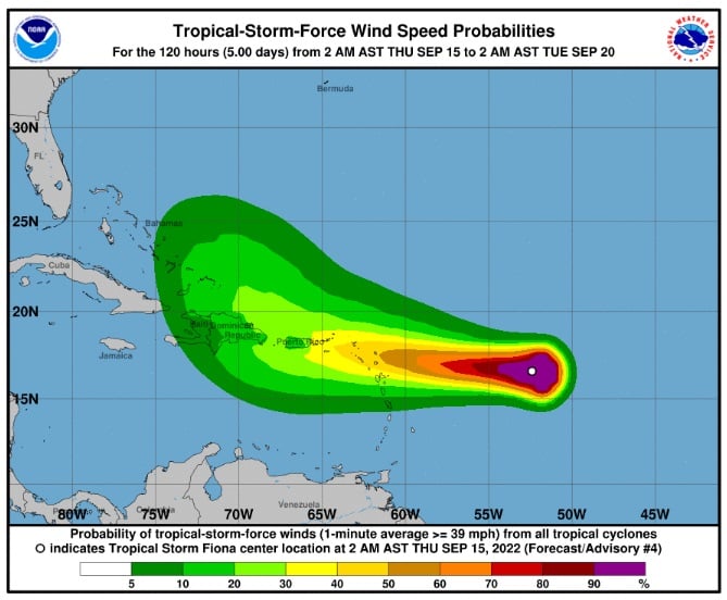 Tormenta tropical Fiona se forma en el Atlántico con fuerza