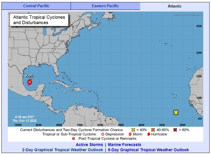 Tormenta tropical Karl tocará tierra México