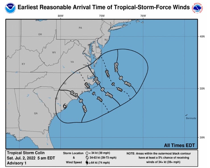 Peligrosa tormenta tropical Colin se forma en la costa este de EEUU