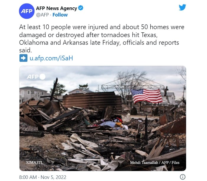 Tornados Texas y Oklahoma muerto