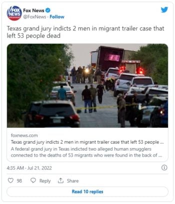 Acusan hombres muerte inmigrantes tráiler Texas