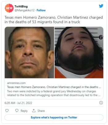 Acusan hombres muerte inmigrantes tráiler Texas