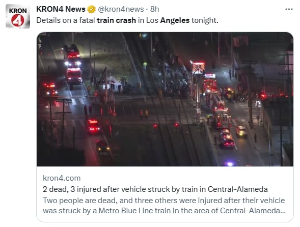 Tren choca Los Ángeles