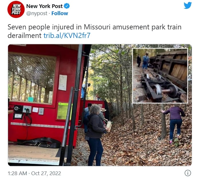 Tren en parque de Missouri se descarrila