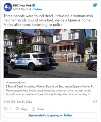 Confirman tres muertos tras masacre en vecindario de Nueva York