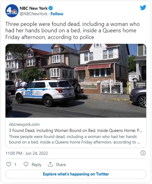 Three confirmed dead after massacre in New York neighborhood
