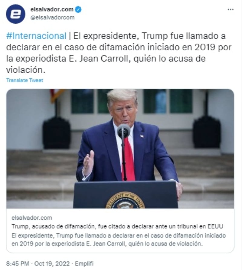 Donald Trump difamación violación. Lo acusan de abuso hace algunos años atrás