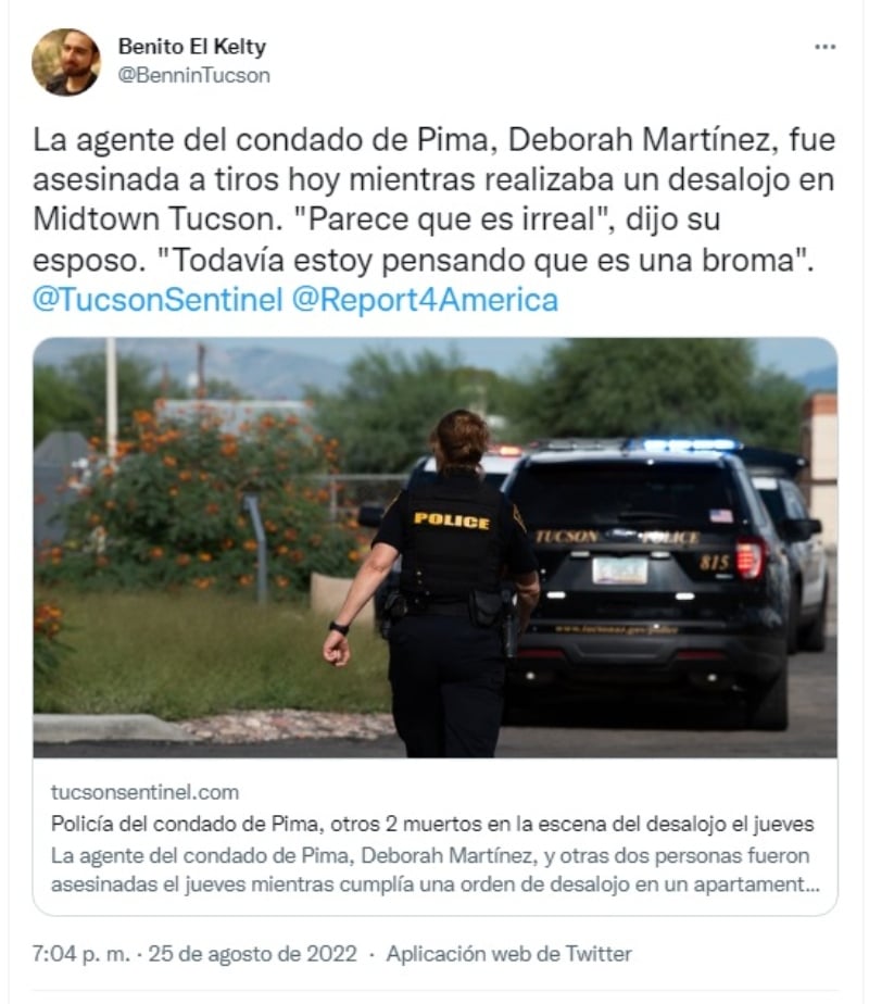 Tiroteo en Tucson deja una agente muerta