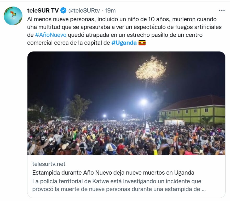 Estampida Uganda muertos