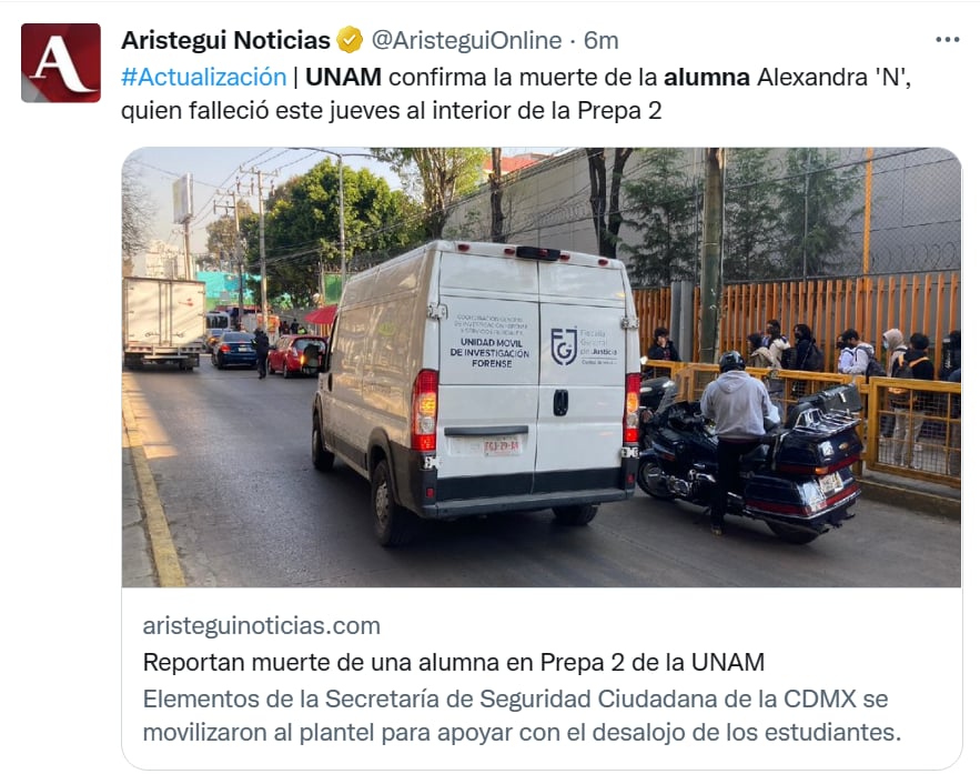 Muere alumna UNAM