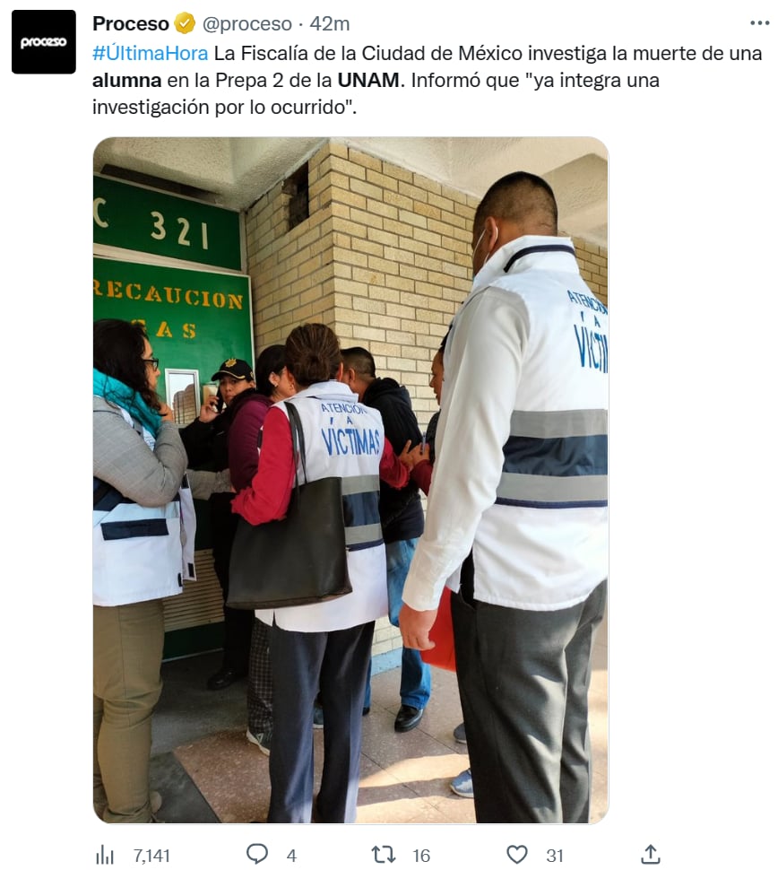 Muere alumna UNAM