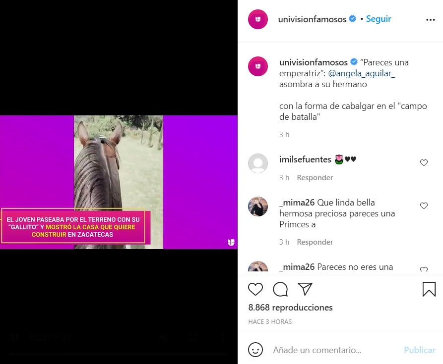 He intimidates him, Angela Aguilar appears riding