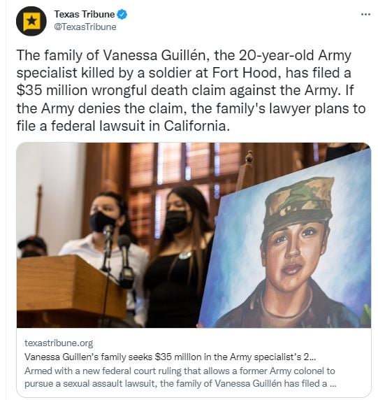 La razón por la que la familia de Vanessa Guillén emitió la demanda
