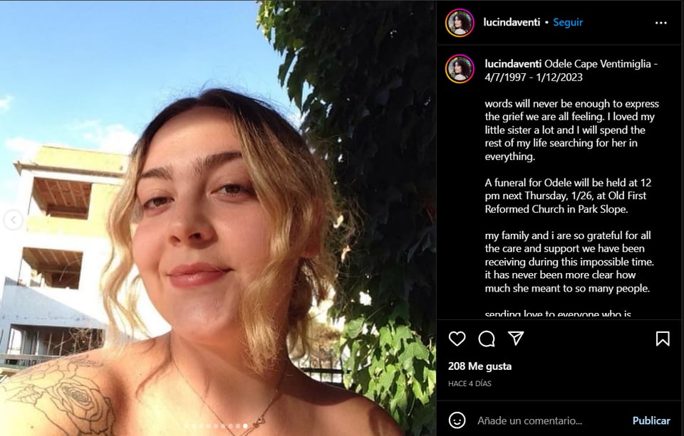Lucinda, hermana de Odele publica un emotivo mensaje en Instagram