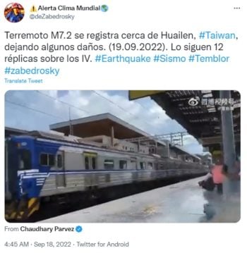 Publican videos sismo Taiwán