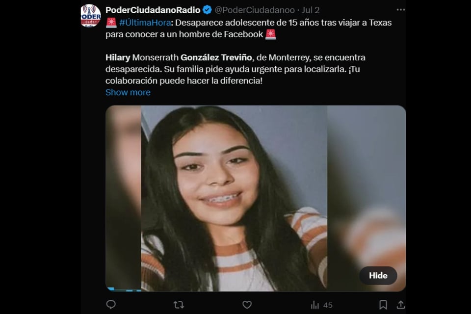 Hilary Monserrat González Treviño, Monterrey, located, Facebook, MundoNOW