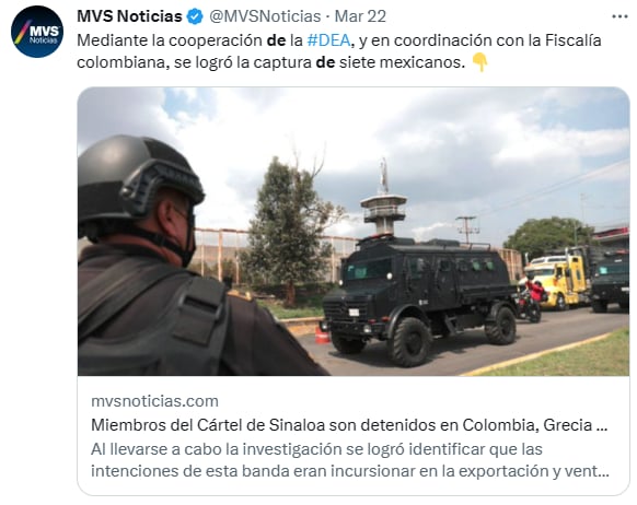 Cártel Sinaloa Colombia fentanilo