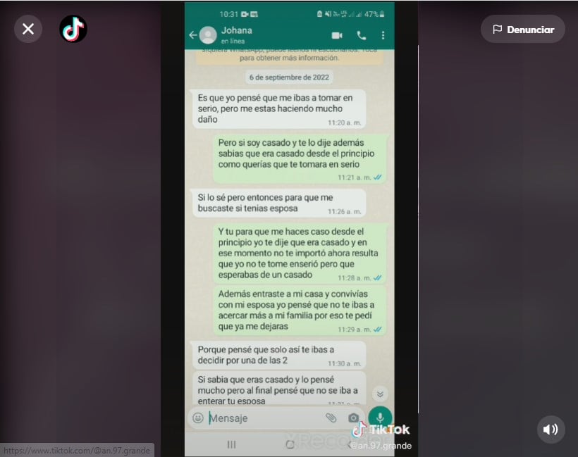Mujer descubre infidelidad TikTok