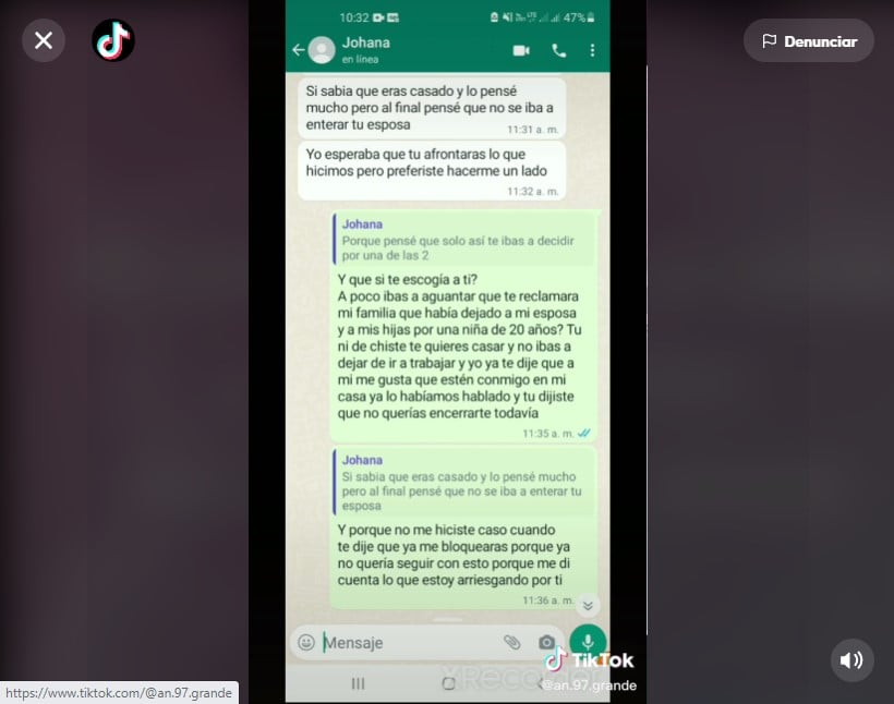 Mujer descubre infidelidad TikTok