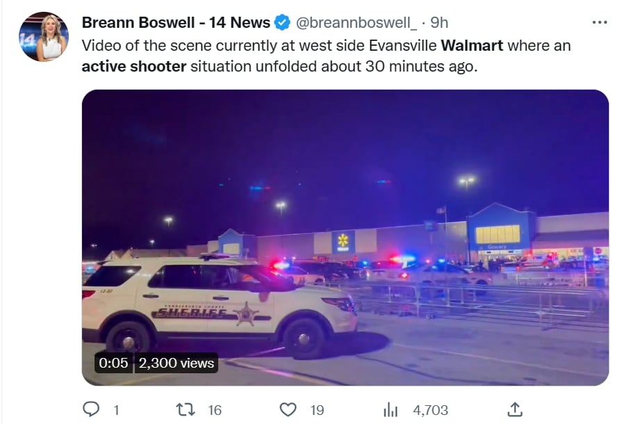 Tiroteo Walmart Indiana
