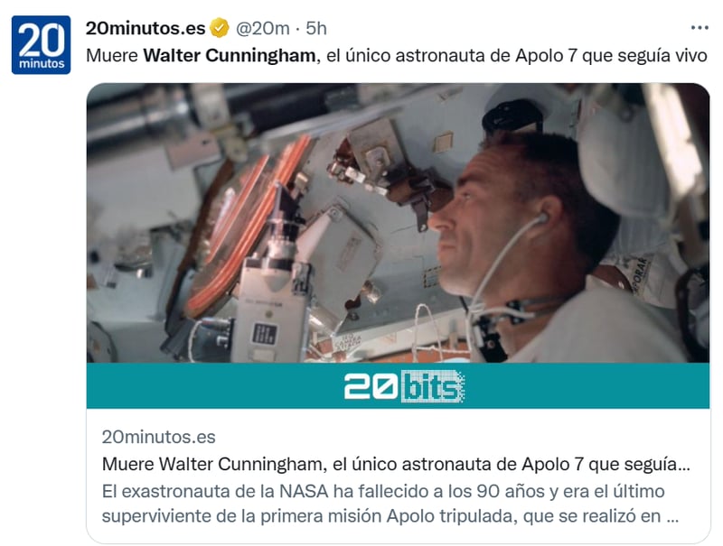 Muere astronauta Walter Cunningham