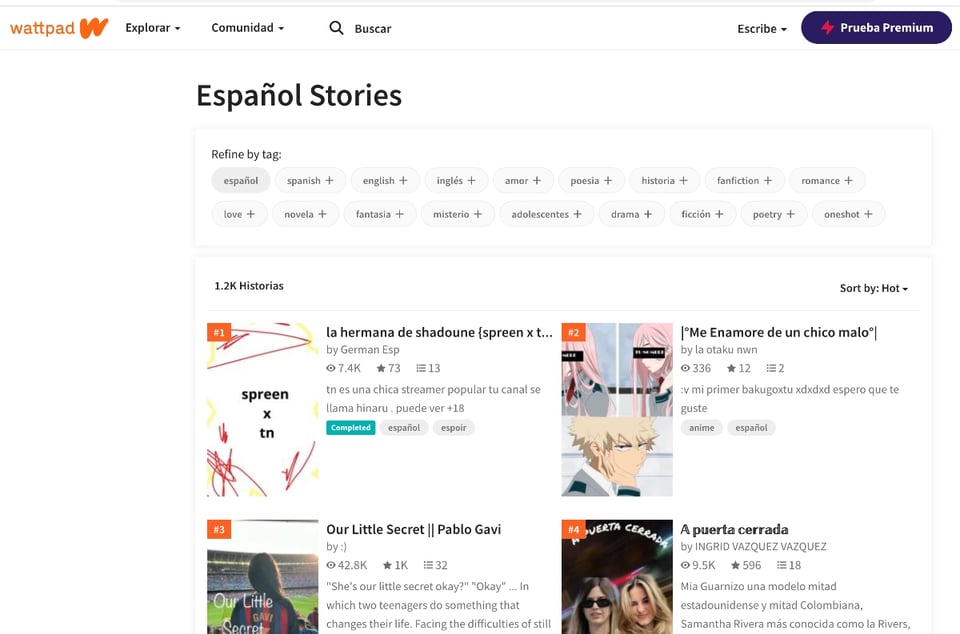 Wattpad, stories in Spanish, literature in Spanish, LatinBest, MundoNOW