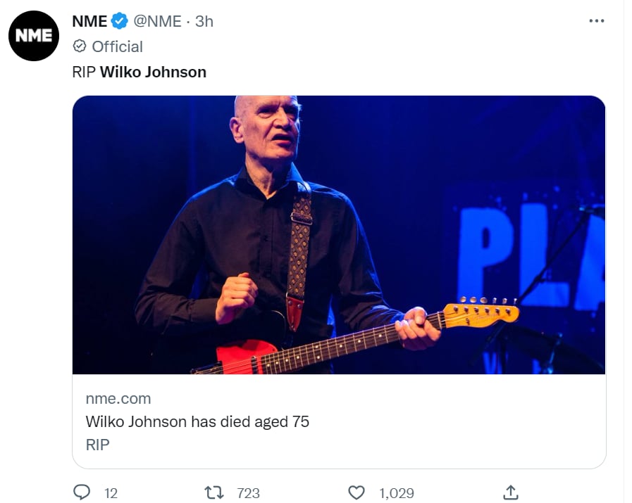 Guitarist Wilko Johnson dies