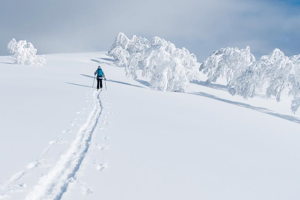 destinos de viaje nevados, Niseko, Japón, trekking, esquí, mujer