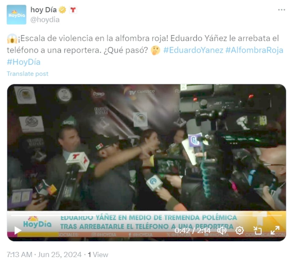 actor Eduardo Yáñez reporter, press, altercation, Paty Cuevas, MundoNOW