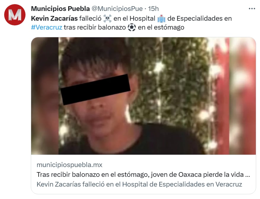 Muere futbolista balonazo estómago