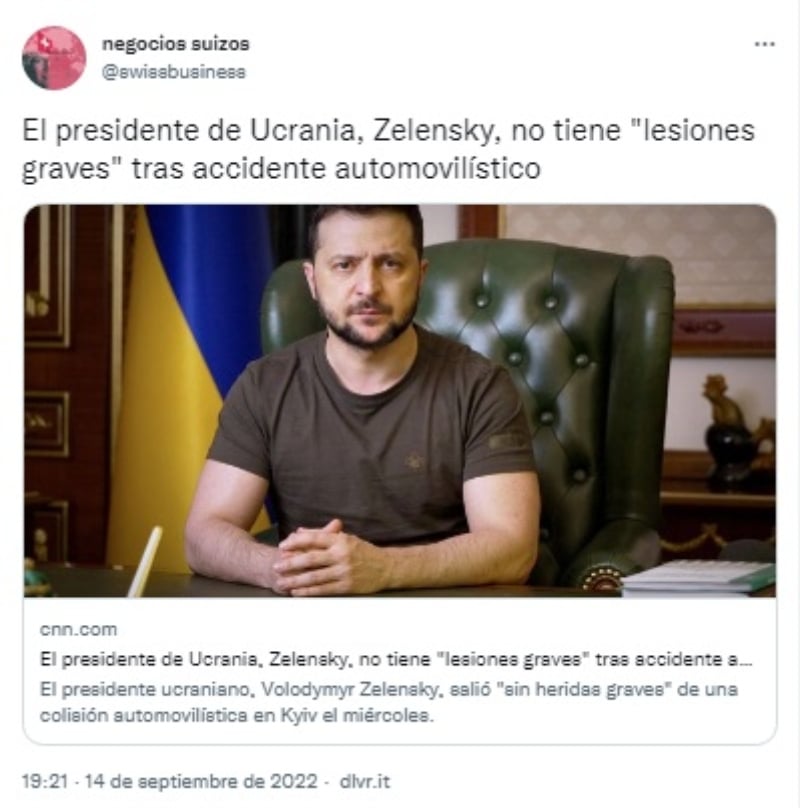 Volodímir Zelensky sufre accidente automovilístico