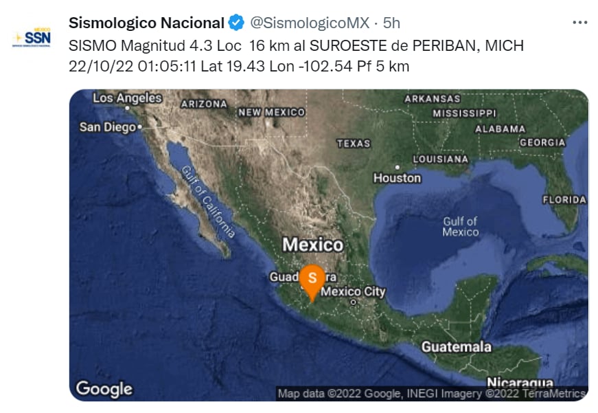 Sismo Michoacán México
