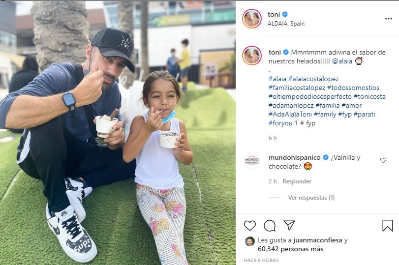He has already forgotten Adamari López Toni Costa looks happy with Alaïa from Spain