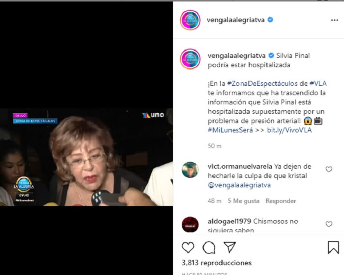Silvia Pinal, hospitalized