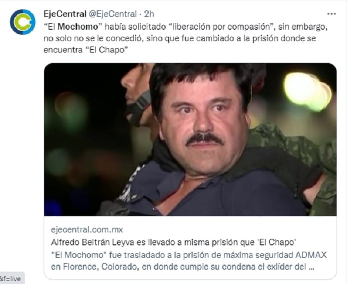 No se sabe por qué El Mochomo fue trasladado a esta prisión